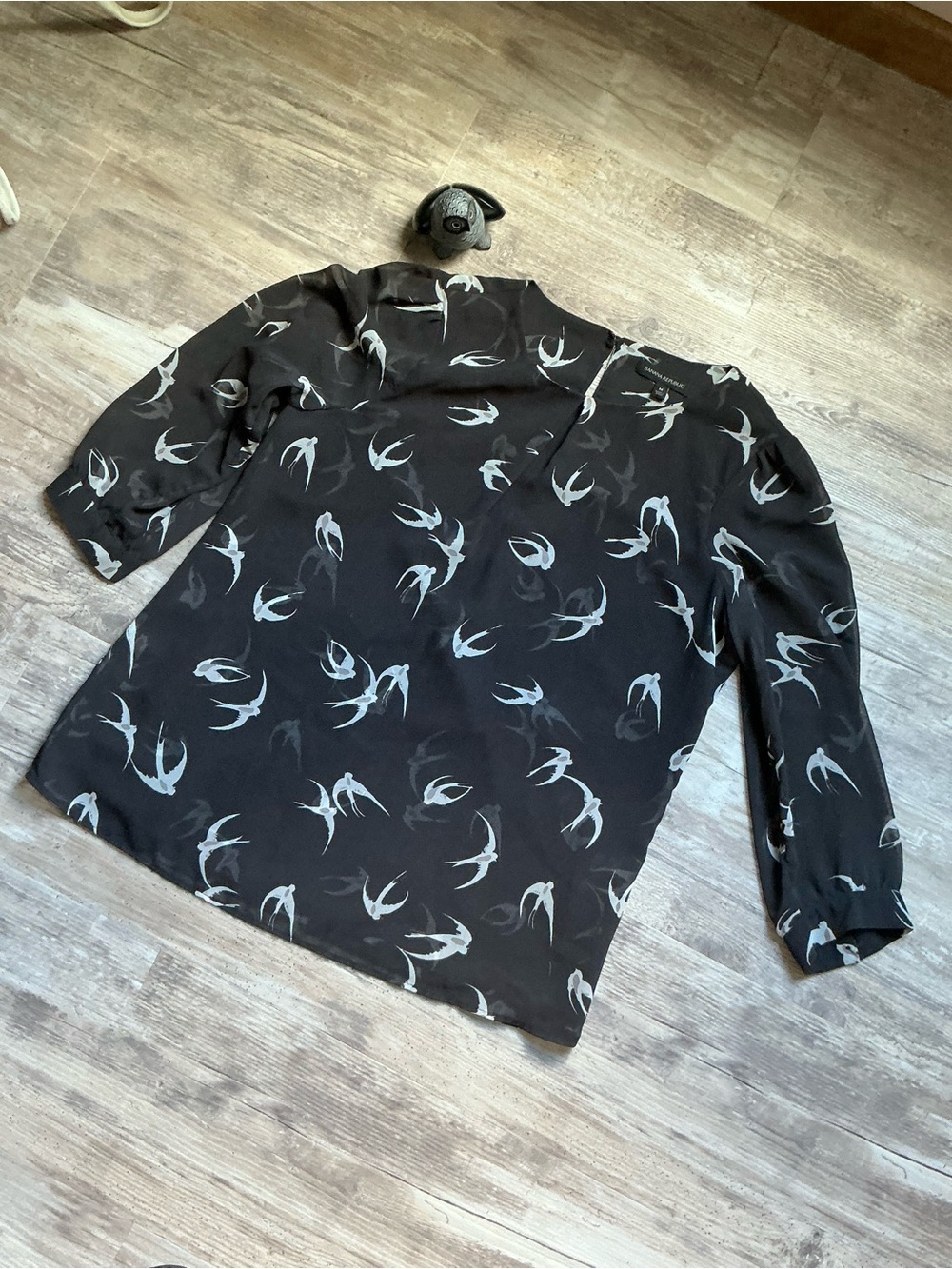 Banana Republic Black Shirt with White Swallow Print